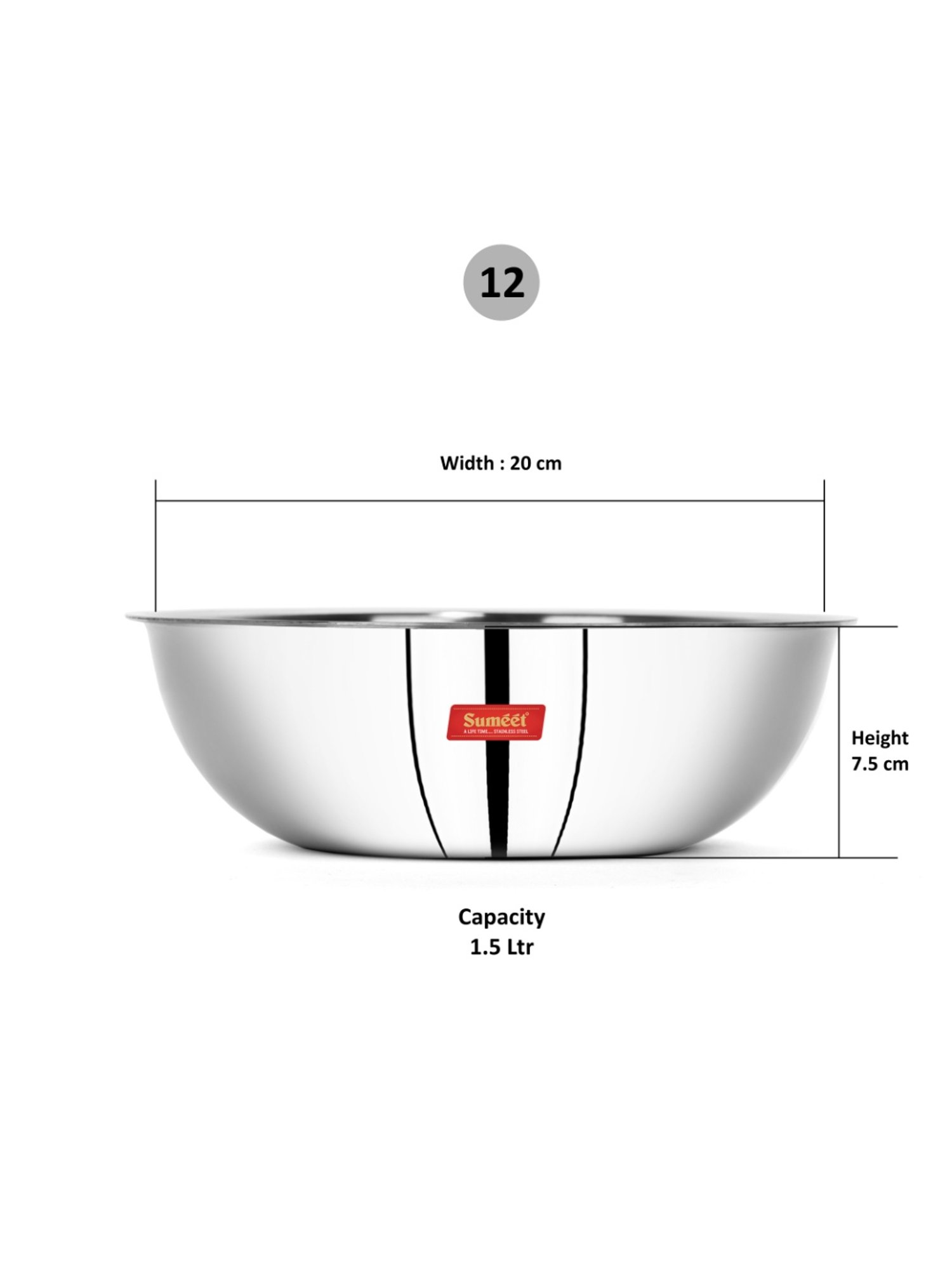 Sumeet Cook Smart TriPly Stainless Steel Tasra - 1.5Ltr - 20Cm