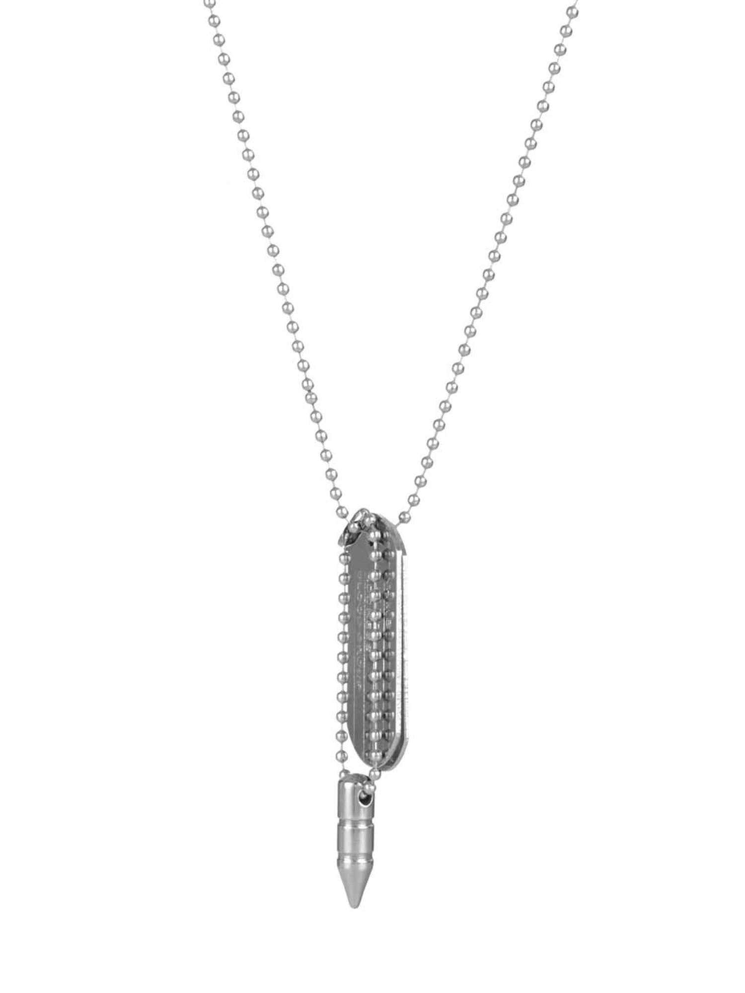 Bold By Priyaasi Trendy Bullet Tag Silver-Plated Pendant for Men