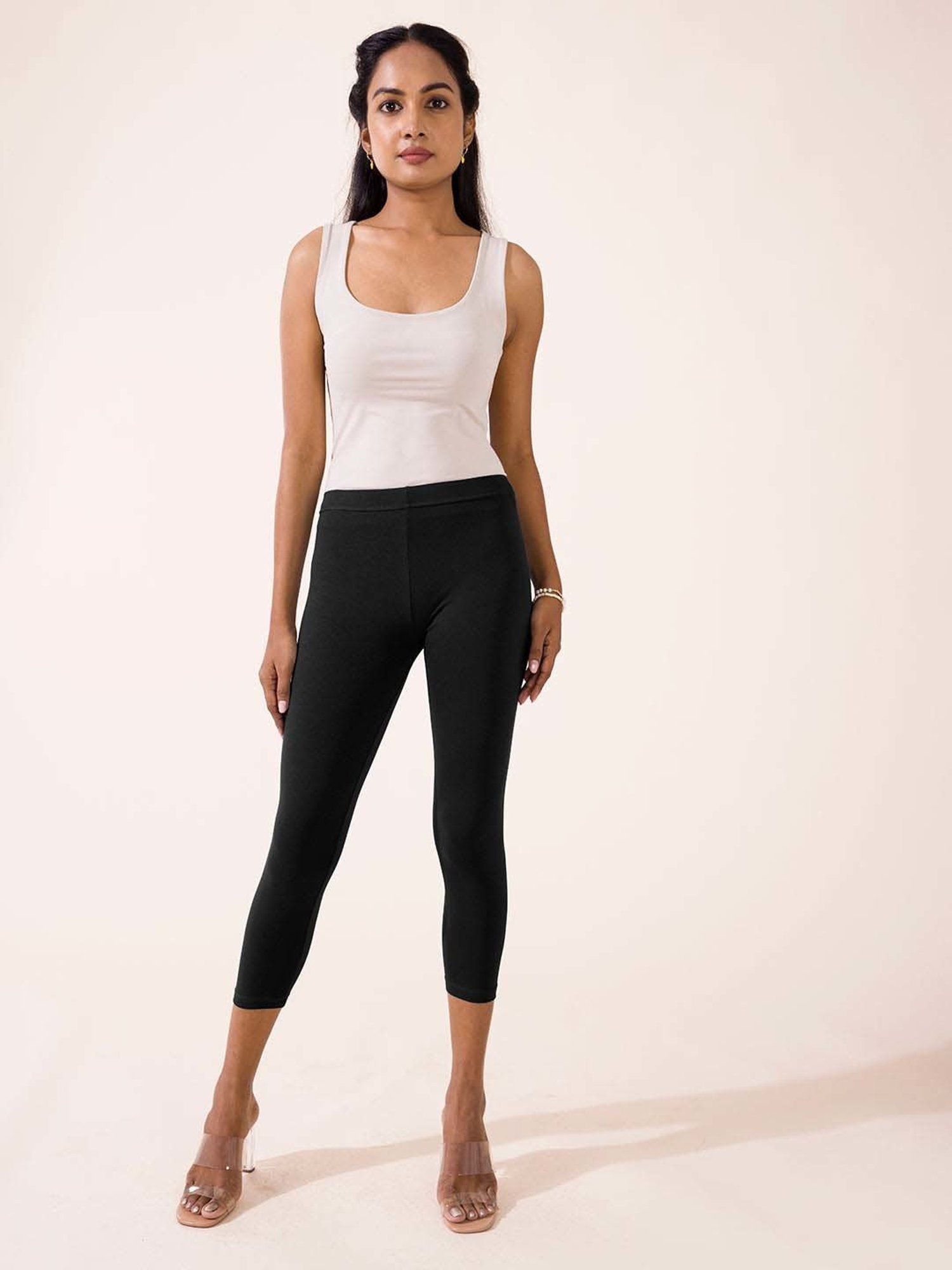 Go Colors! Black Cotton Crop Leggings