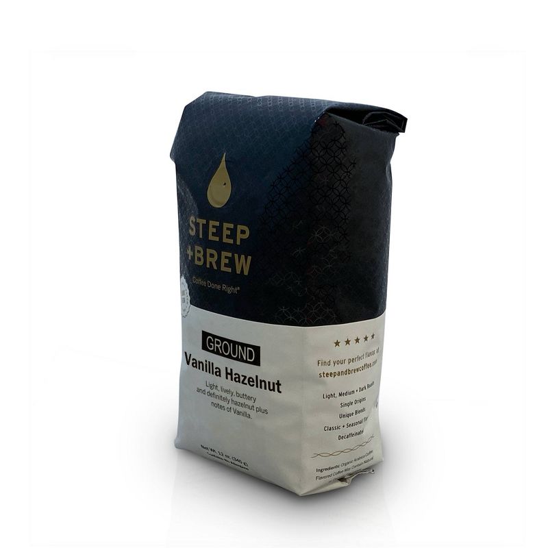 Steep+Brew Vanilla Hazelnut Light Roast Ground Coffee - 12oz