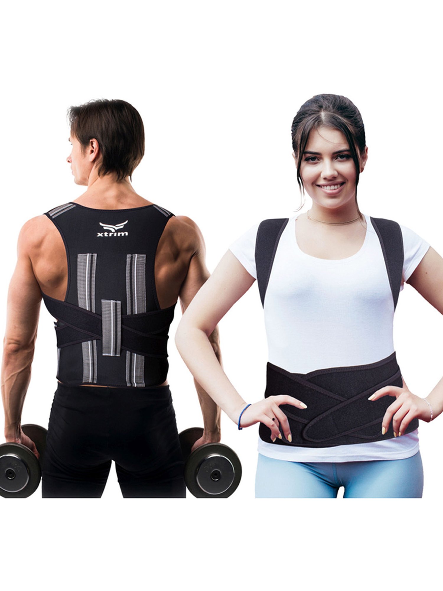 Xtrim Posture Corrector Back Support Belt (Black) Size - Large