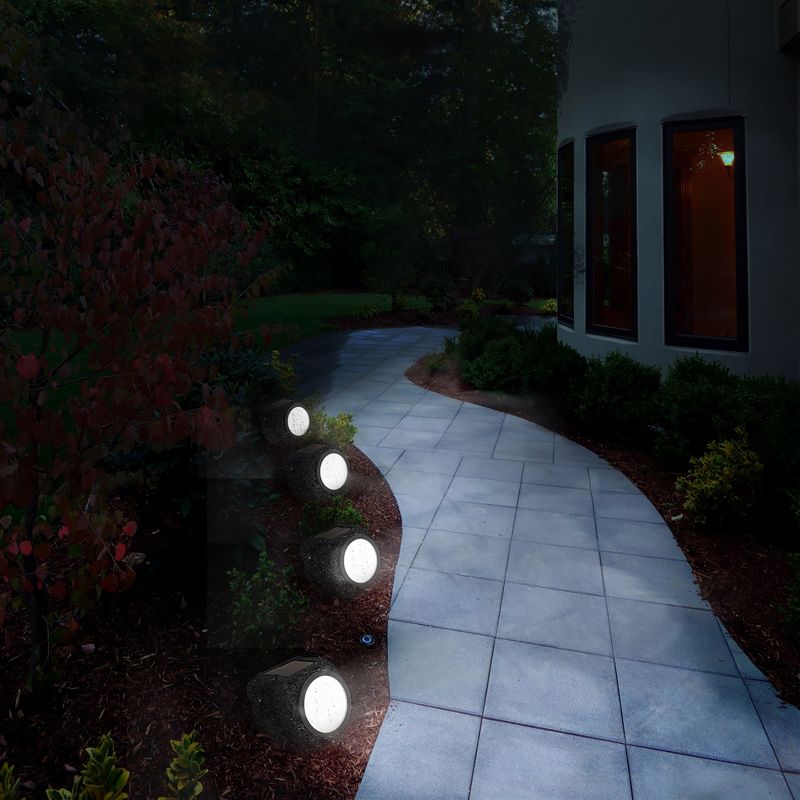 Pure Garden LED Solar Rock Landscaping Lights - Set of 4