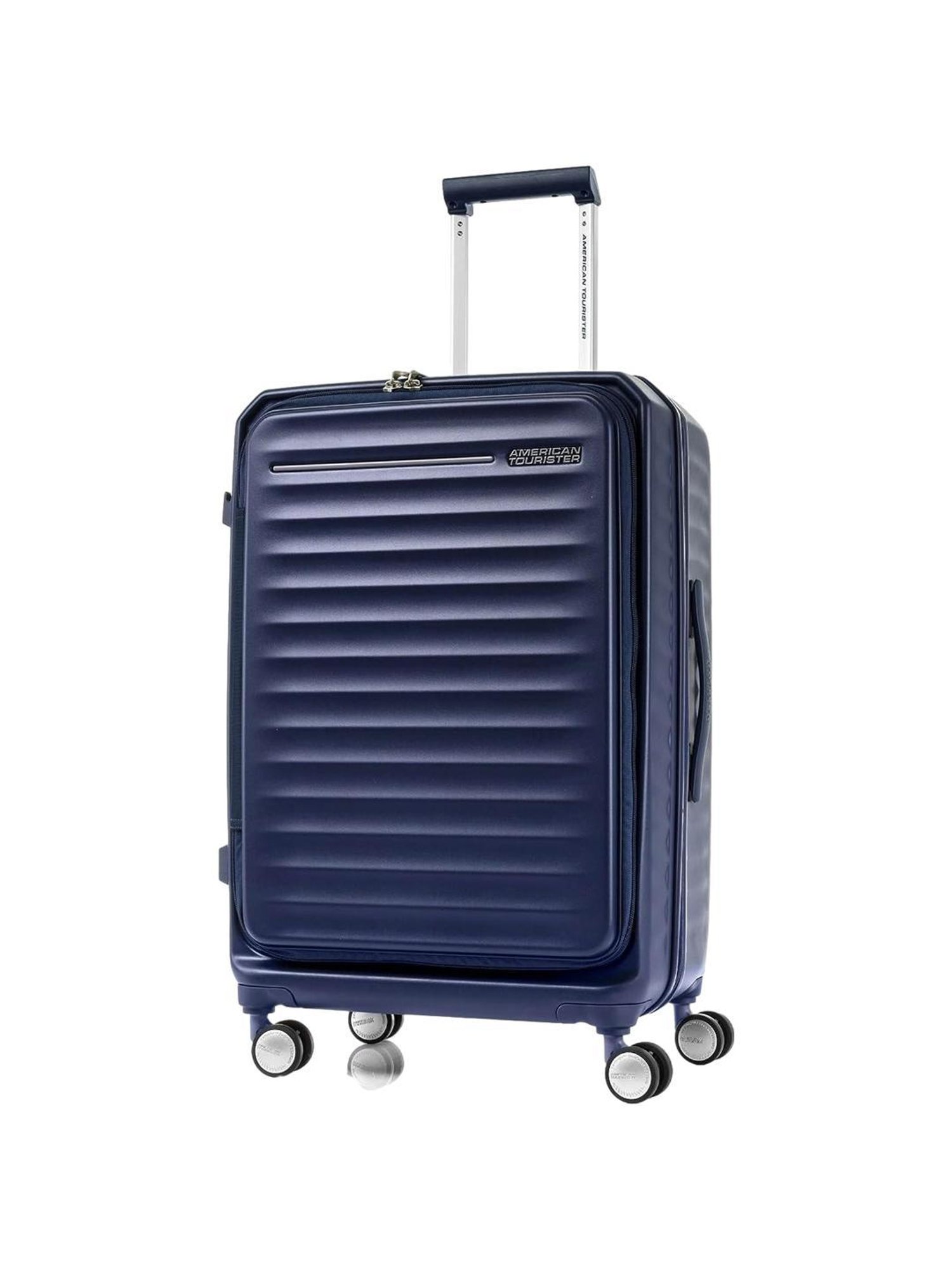 American Tourister Frontec Navy Striped Hard Large Trolley Bag - 79 cm