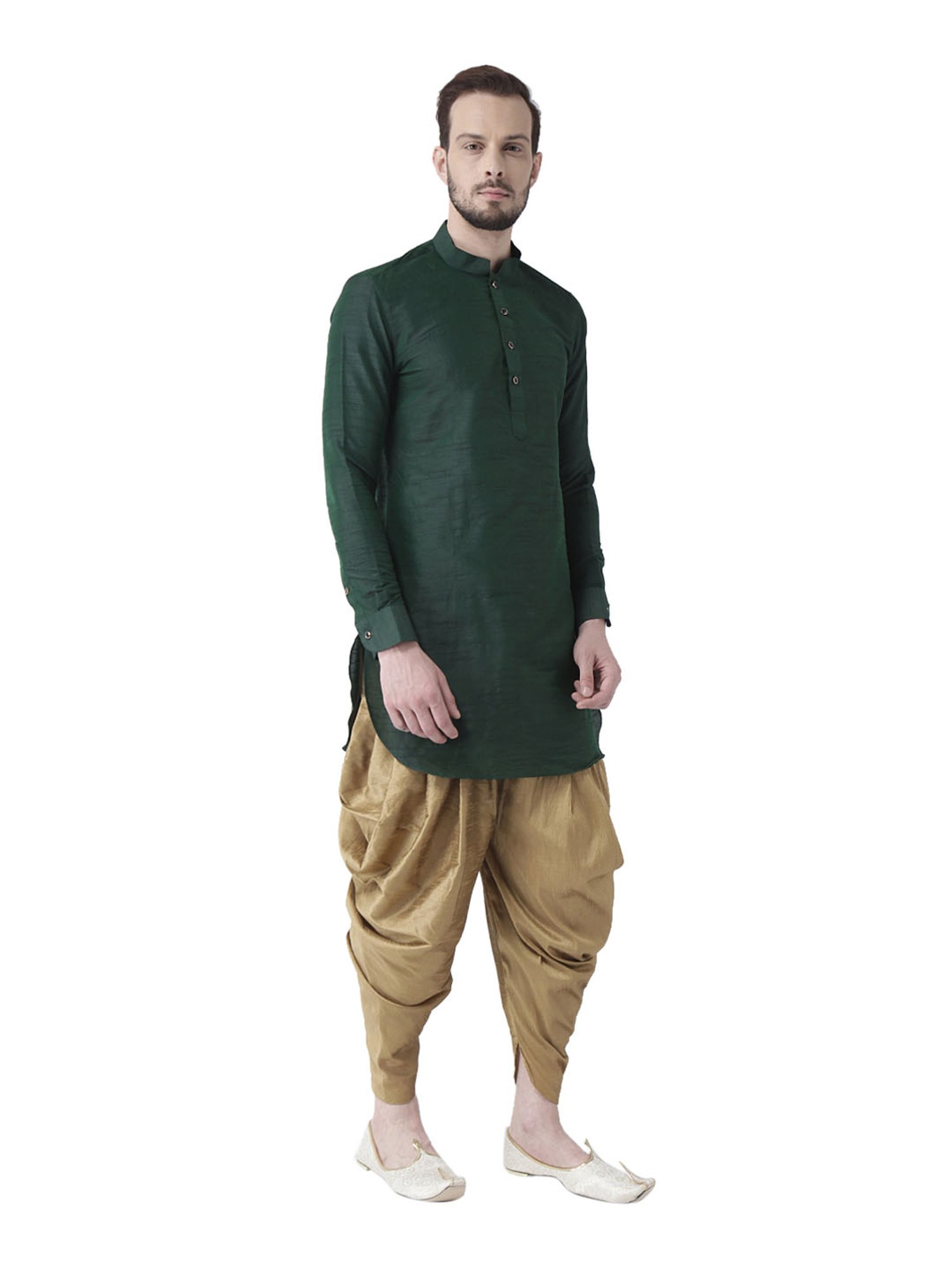 Deyann Green & Beige Mandarin Collar Kurta Set