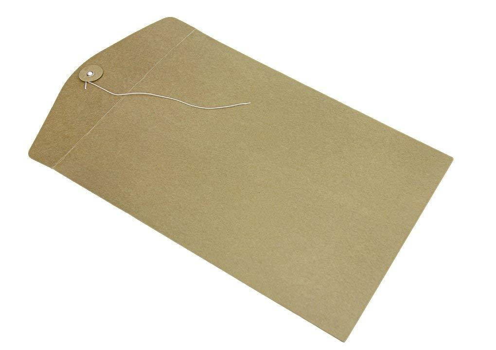 10 Pcs A4 Size Kraft Paper Project Envelope File Folder Bags Document Bills Storage Organizer Bag Case with Expandable Gusset Portfolio Organizer Sleeve Pocket With String Fastener, Office Supplies