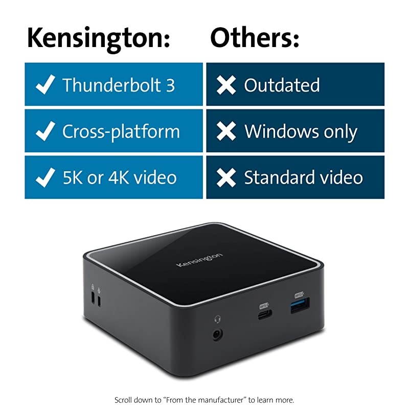 SD2400T Thunderbolt 3 Docking Station - 85W PD - Dual 4K for Windows and Mac - TAA Compliant (K38390NA)