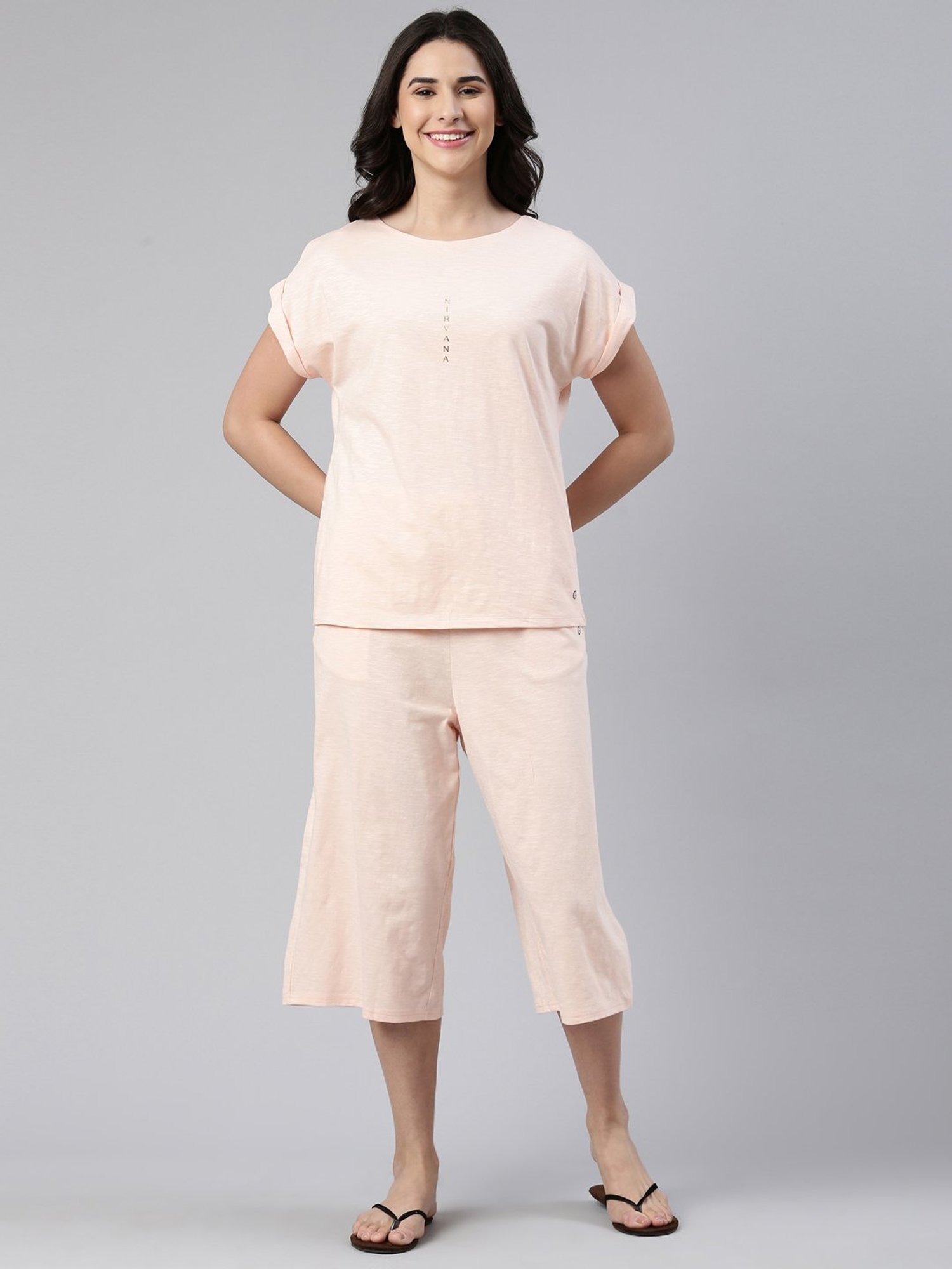 Enamor Peach Cotton Lounge Pants