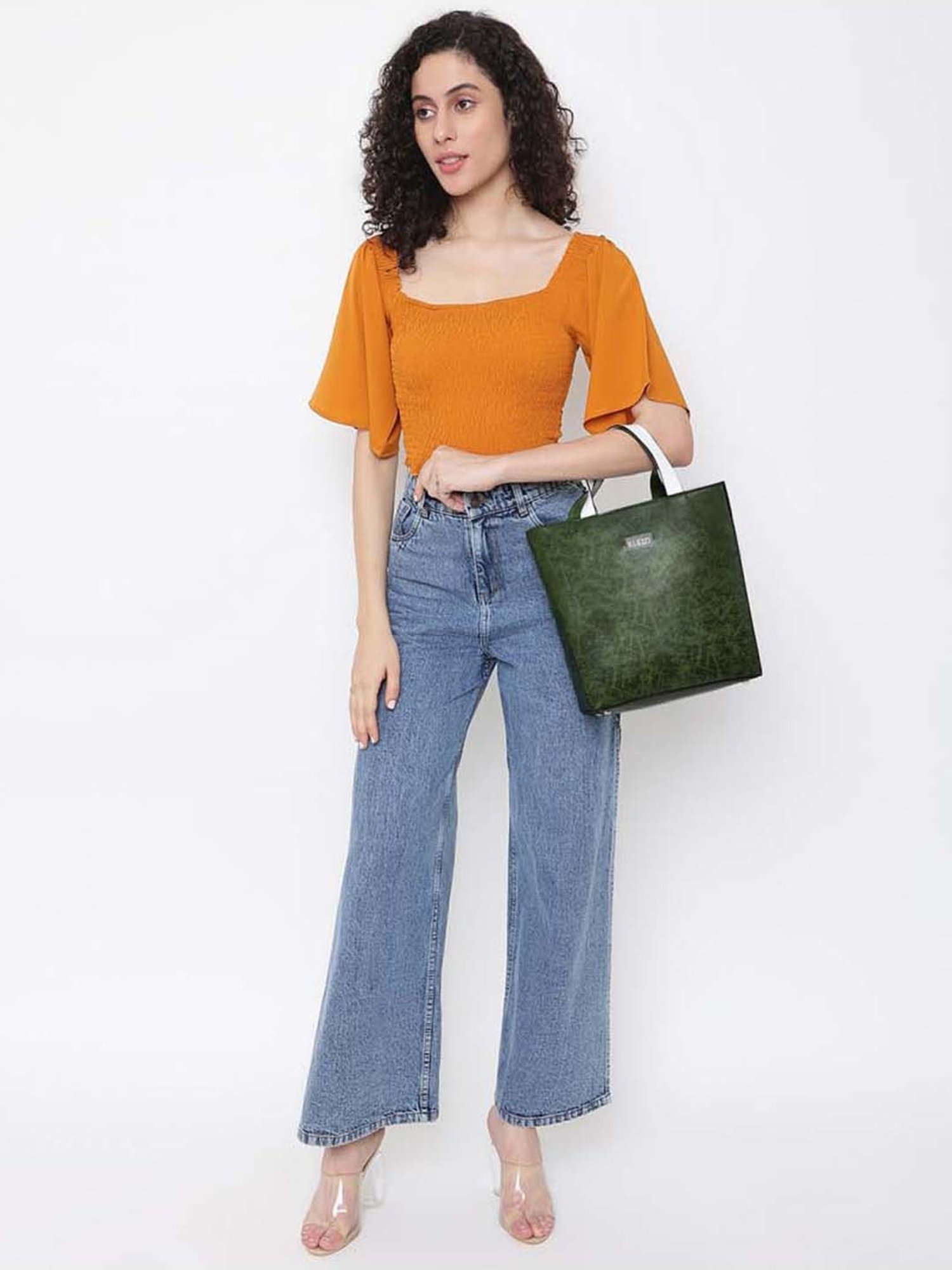 KLEIO Olive Solid Medium Handbag