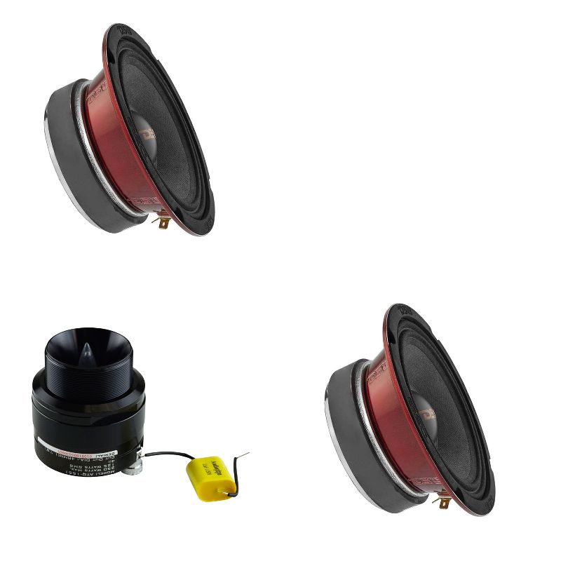 DS18 PRO-X6MSE Pro X 6.5 Inch 450 Watt 225 RMS 8 Ohm Mid Range Car and Truck Door Loudspeaker Pair with Audiopipe 250W Tweeter Audio Bullet