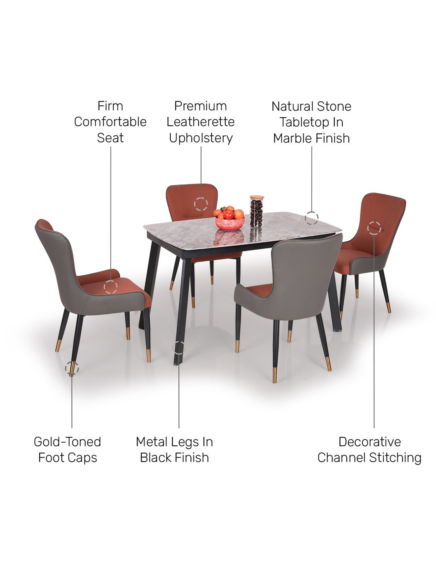 Nilkamal Olivia Brown Solid Wood - Rubberwood 6 Seater Dinning Table set