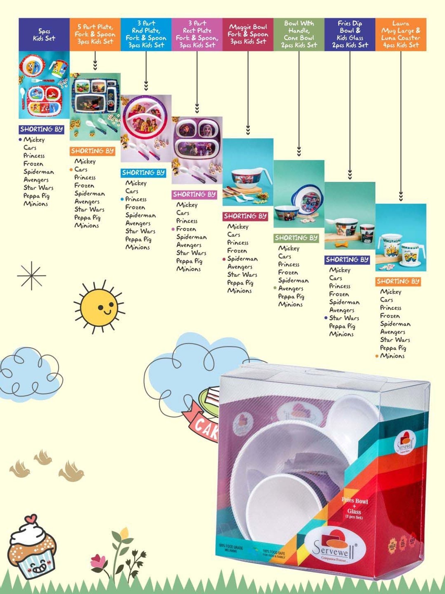 Servewell Frozen Purple Melamine Fries Dip Bowl Set (0.8 L)