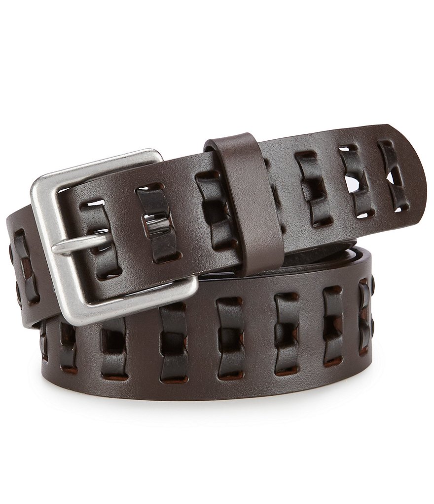 Born Men's Two Tone Retro Leather Lace Belt