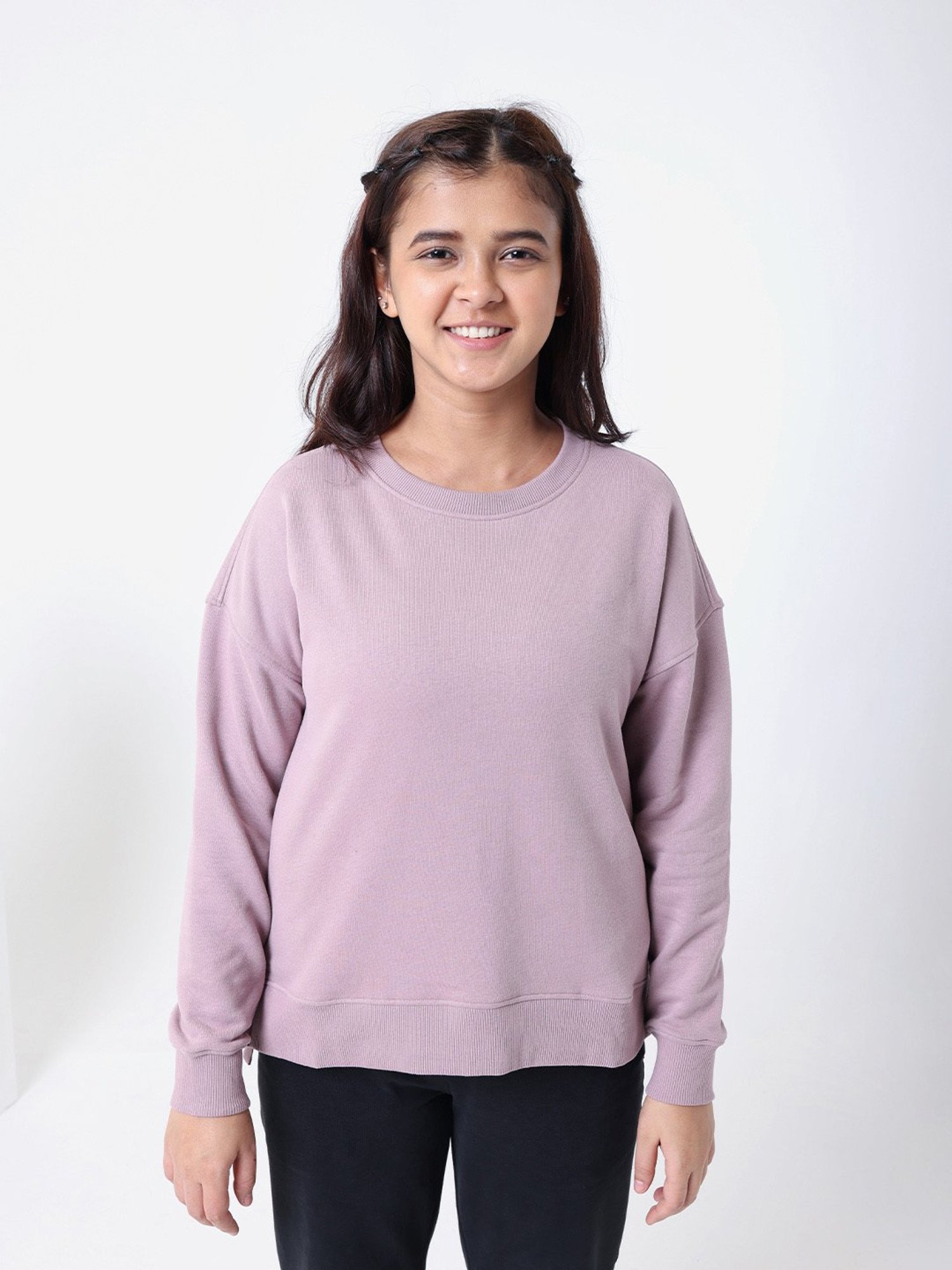 BlissClub Lilac Cotton Relaxed Fit Sweatshirt