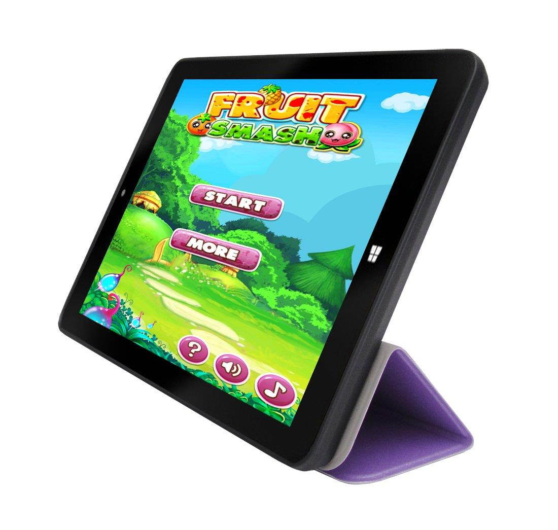 Viola Purple Slim Folding Folio Cover Case and Clear Screen Protector for Insignia Flex Windows 8.9" Tablet NS-P89W6100