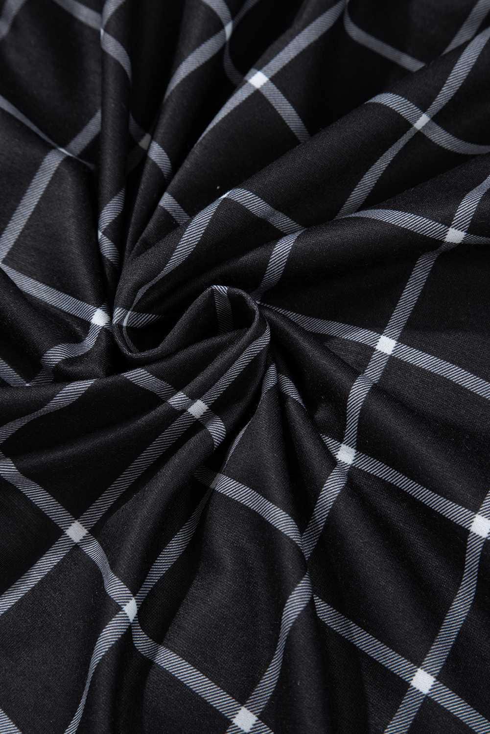 Black Plaid Casual Contrast Trim Knit Cardigan