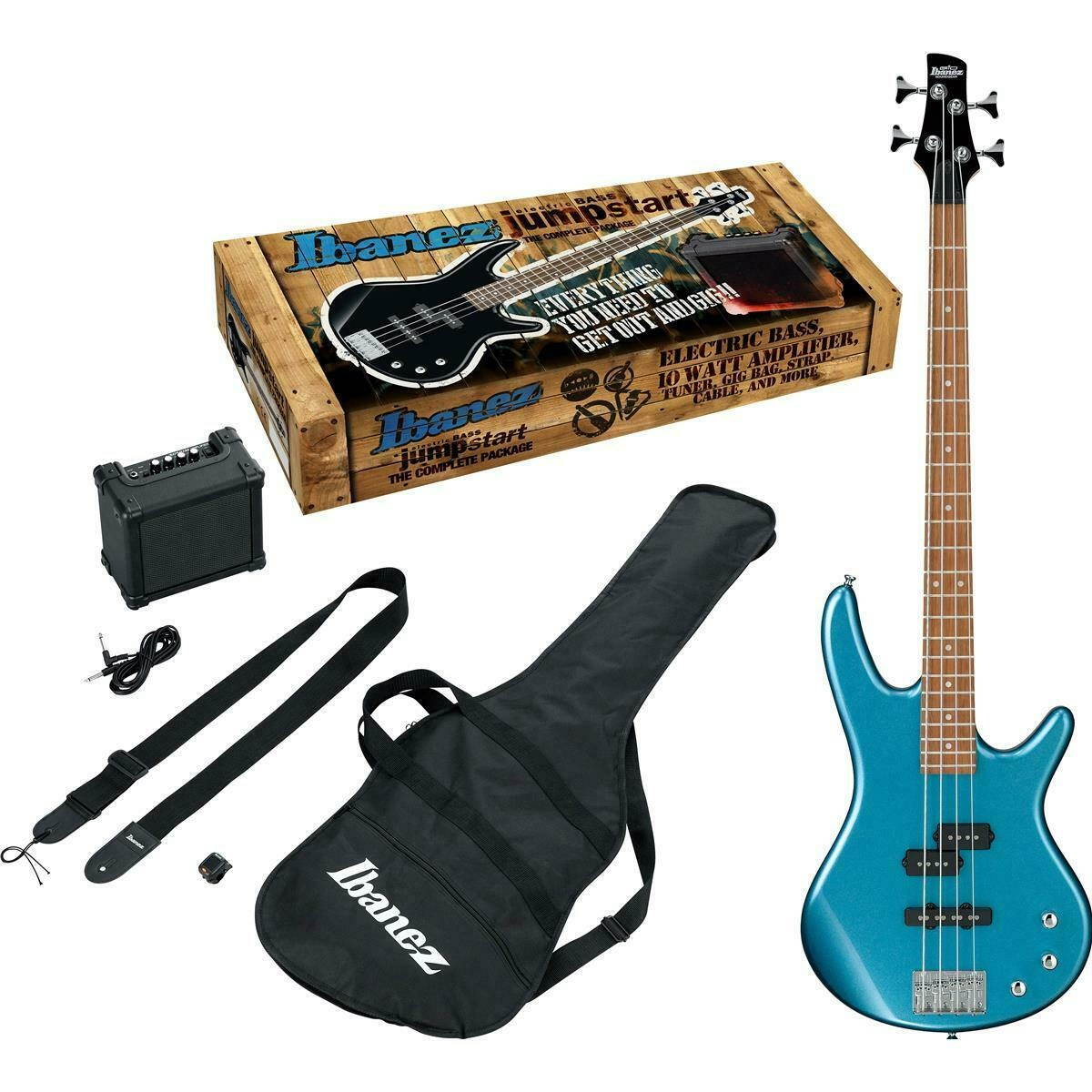 Ibanez IJSR190N Electric Bass Jumpstart Pack, Metallic Light Blue
