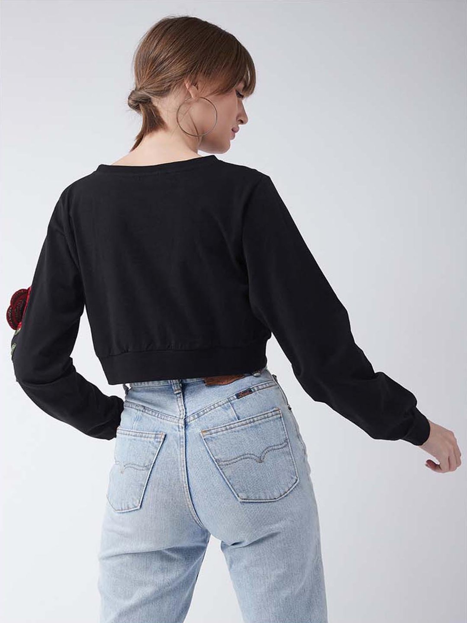 Miss Chase Black Cotton Patchwork Top