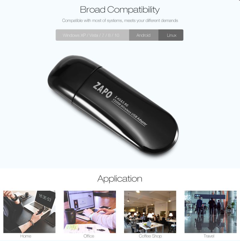 802.11AC Dual Band 2.4G/5G Wireless USB3.0 Wifi Adapter 1200Mbps USB Wifi Dongle support Windows Mac 2DBi Antenna Wifi Receiver for desktop laptop PC