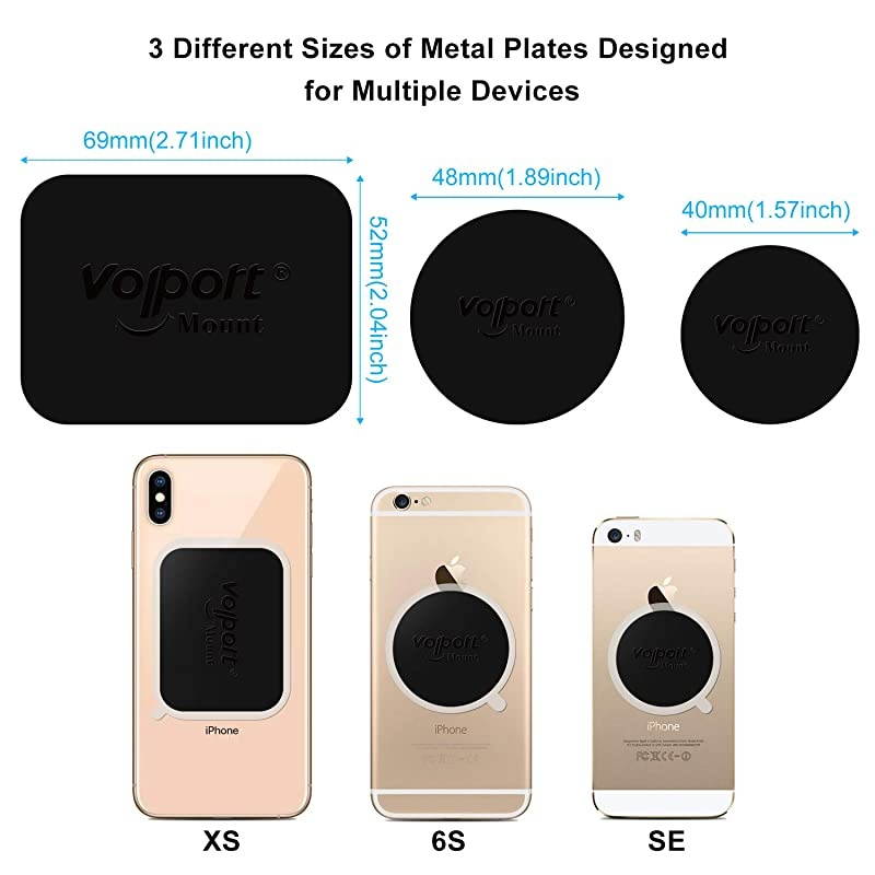 Metal Plate for Phone Magnet, 10 Pack  MagicPlate with 3M Adhesive Replacement for Magnetic Phone Car Mount Holder & Cradle & Stand ( Vent / CD / Windshield / Dashboard ) - Rectangle and Round