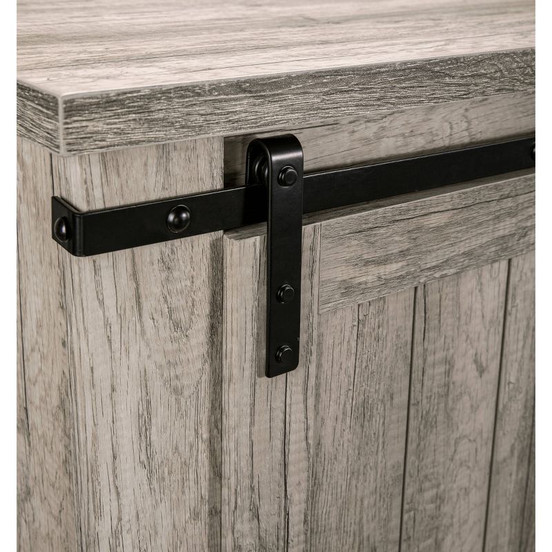 54" Sliding Doors TV Stand For TVs up to 60" with Electric Fireplace Antique Gray Oak - Home Essentials