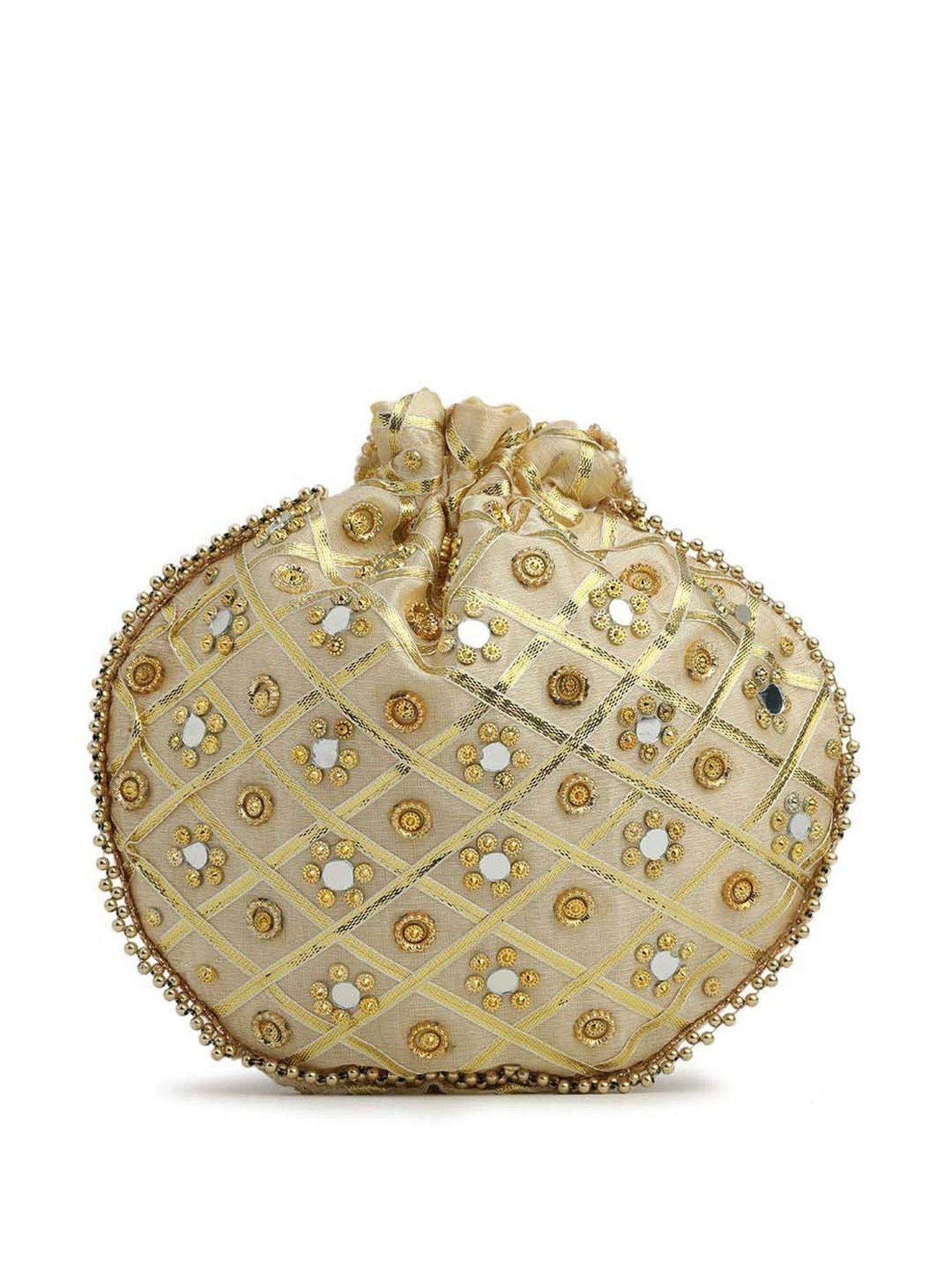 Gaurapakhi White Embellished Potli