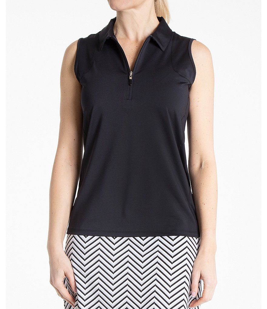 Sport Haley Aria Sleeveless Solid Polo Top