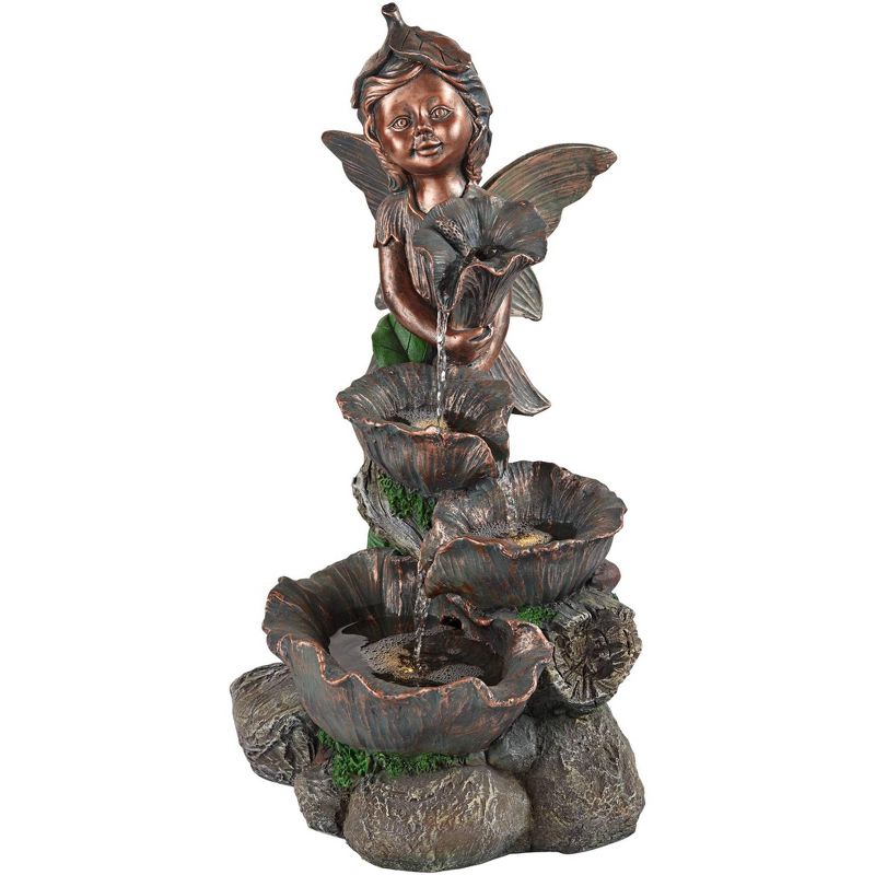 John Timberland Outdoor Cascading Water Fountain with Light LED 24" High Fairy for Garden Patio Yard Deck Home Lawn Porch House