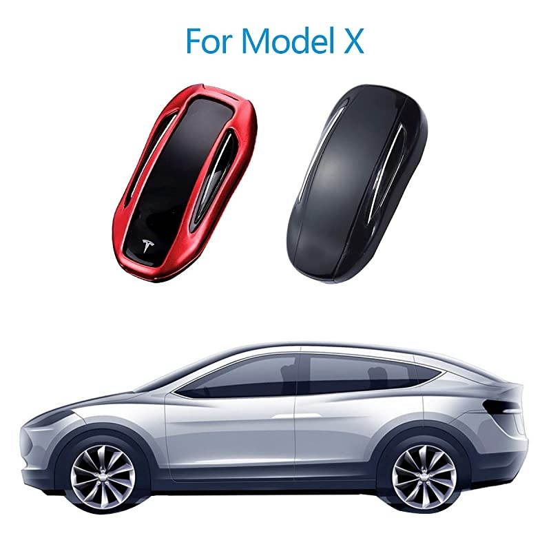 Tesla Model X Key Fob Cover Alumium Hard Keyless Remote Flip Key Protection Case Cover Key Chain Men Women Red