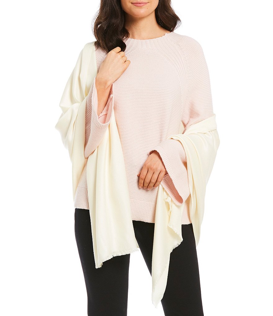 Cejon Metallic Crocheted Fringe Metallic Evening Wrap