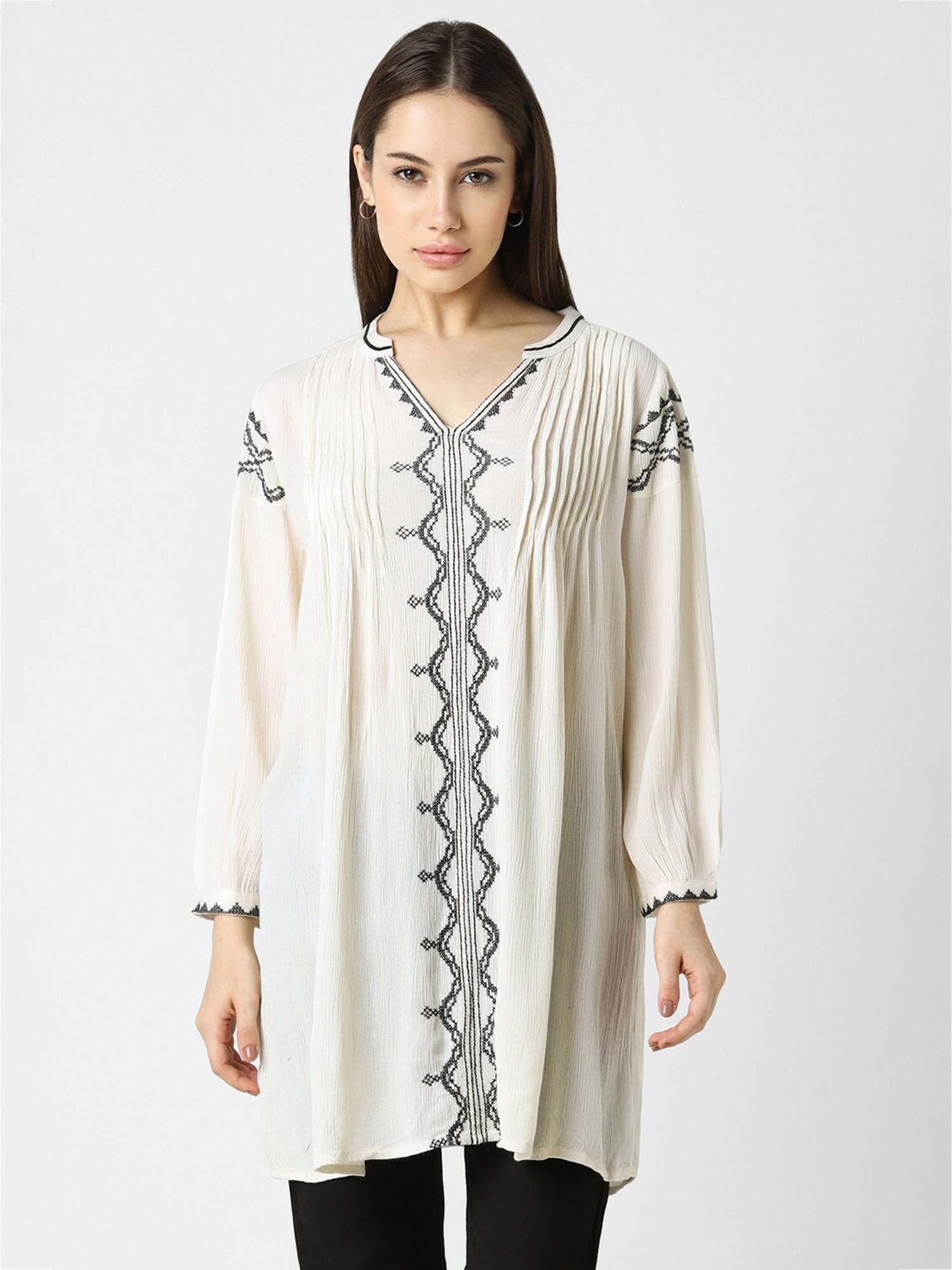 Van Heusen Beige Embroidered Tunic