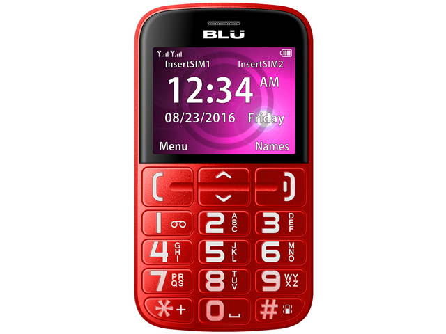 BLU Joy J010 Unlocked GSM Senior Friendly Phone - Red