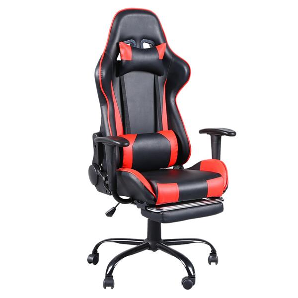 High Back Swivel Chair Racing Gaming Chair Office Chair with Footrest Tier Black & Red