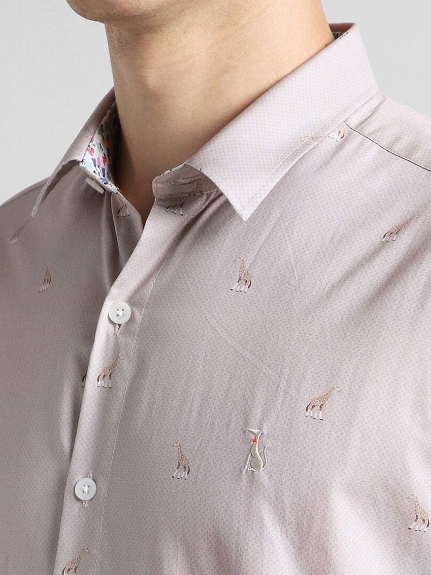 Simon Carter London Purple Printed Slim Fit Shirt