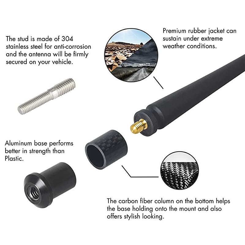 9 Inch Antenna Compatible with Toyota Tundra Tacoma FJ Cruiser Designed for Optimized FMAM Reception