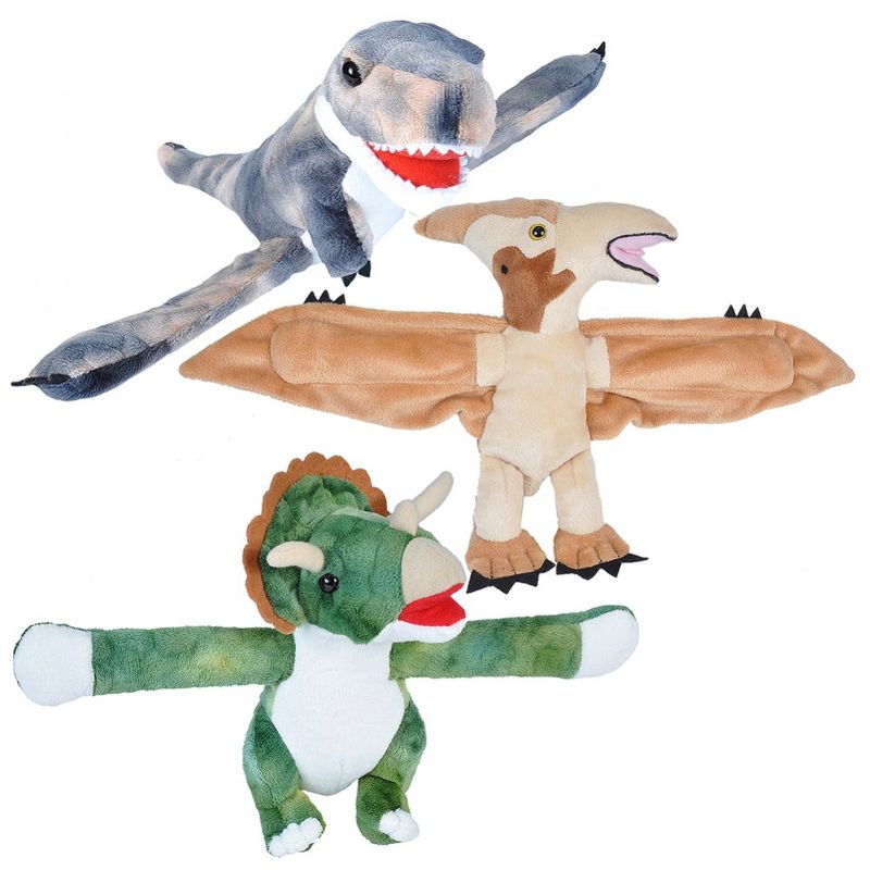 Wild Republic Huggers Plush Dino T-Rex, Pteranodon, and Triceratops
