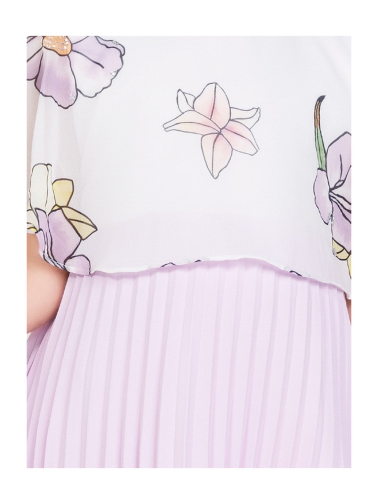 Peppermint Kids Purple & White Floral Print Dress