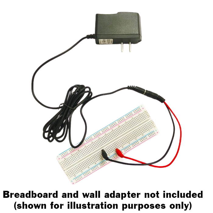 Wall Adapter to Test Pin Cable, Converts Wall Adapter 2.1mm Center Positive Output to Test Leads with Pins