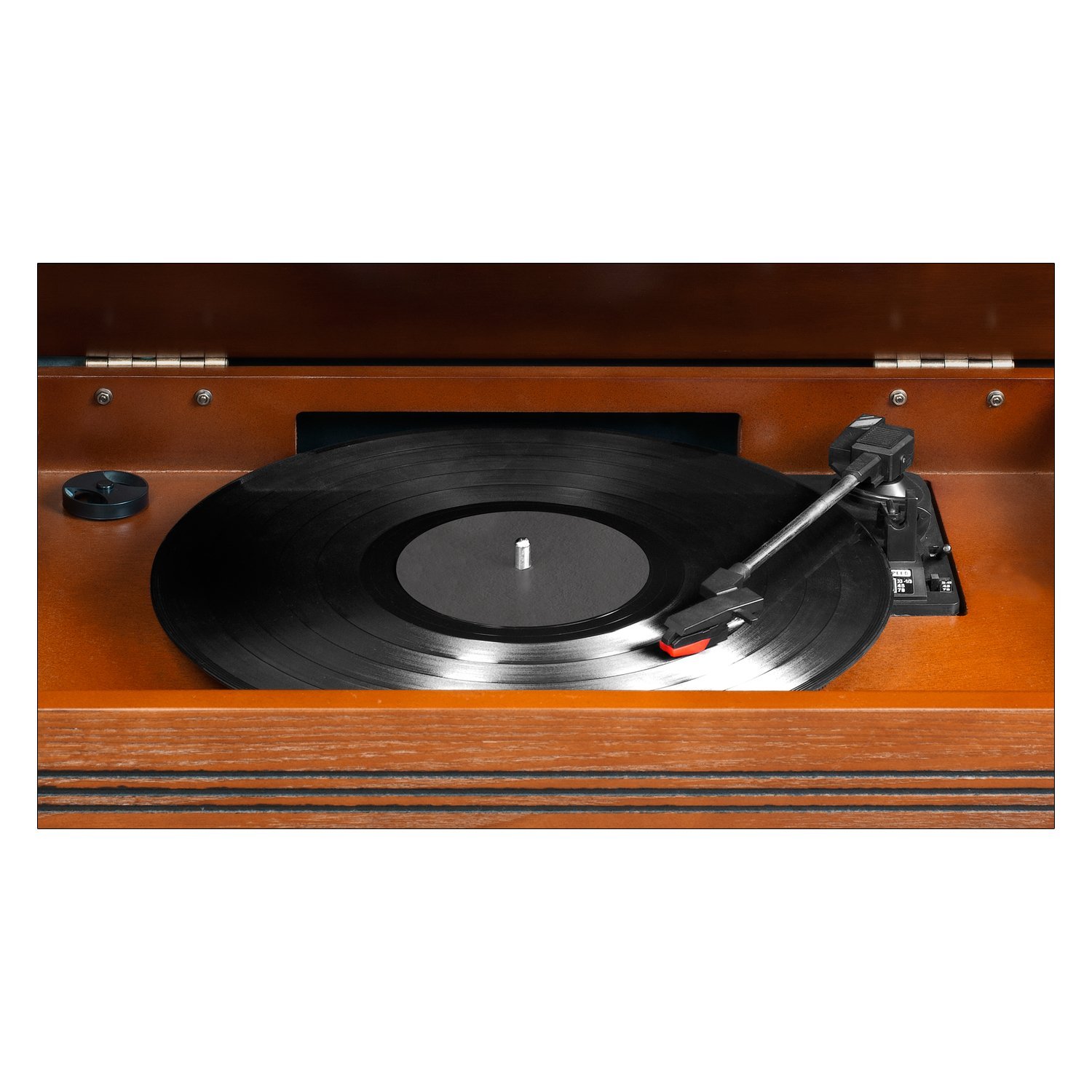 Victrola VTA-750B Nostalgic Aviator 7-in-1 Turntable Wooden Entertainment Center with Bluetooth, Mahogany