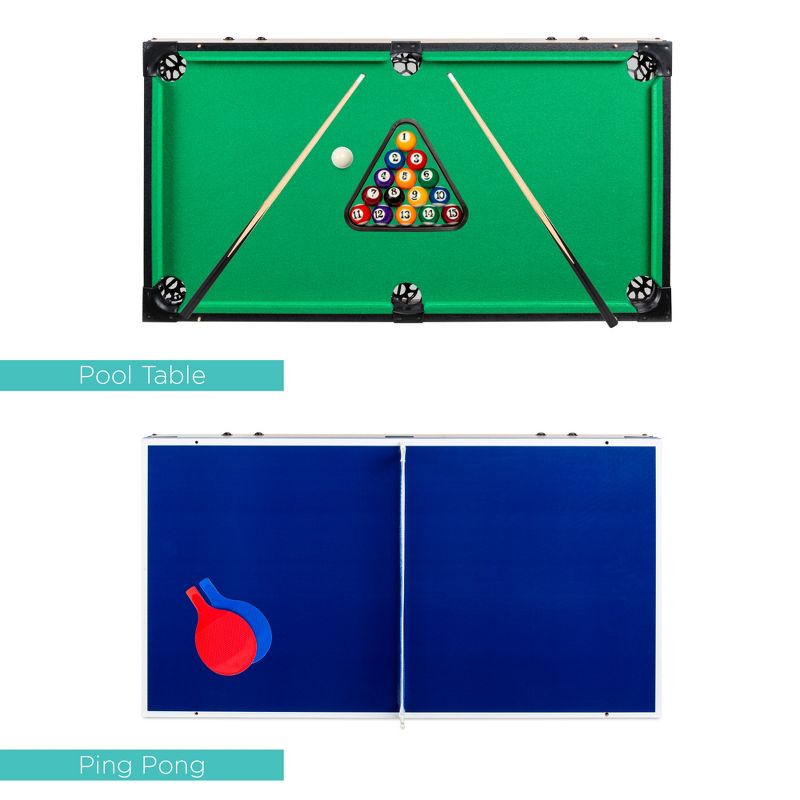 Best Choice Products 4-in-1 Multi Game Table, Childrens Arcade Set w/ Pool Billiards, Air Hockey, Foosball, Table Tennis