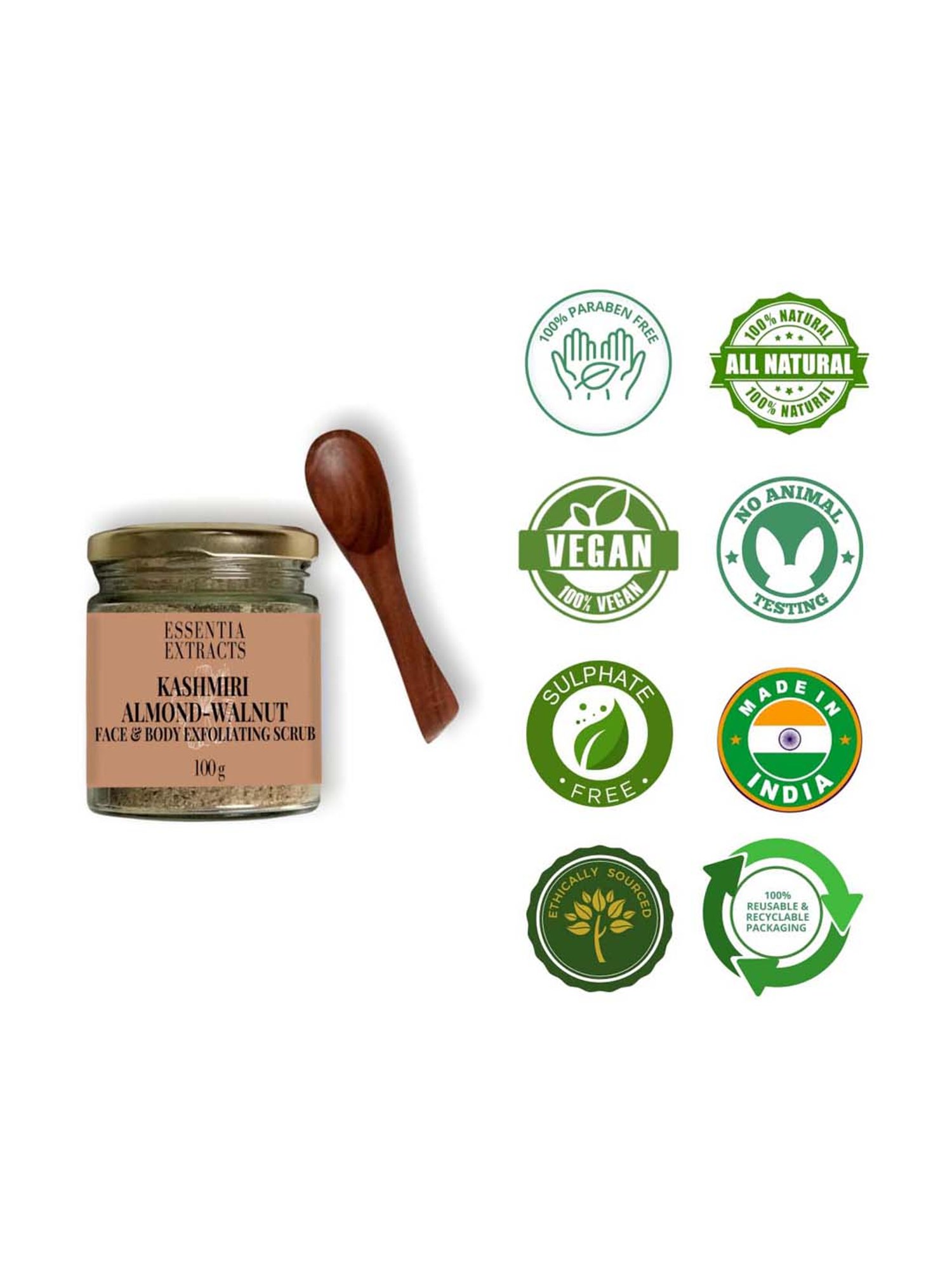 Essentia Extracts Kashmiri Almond Walnut Face Scrub - 100 gm