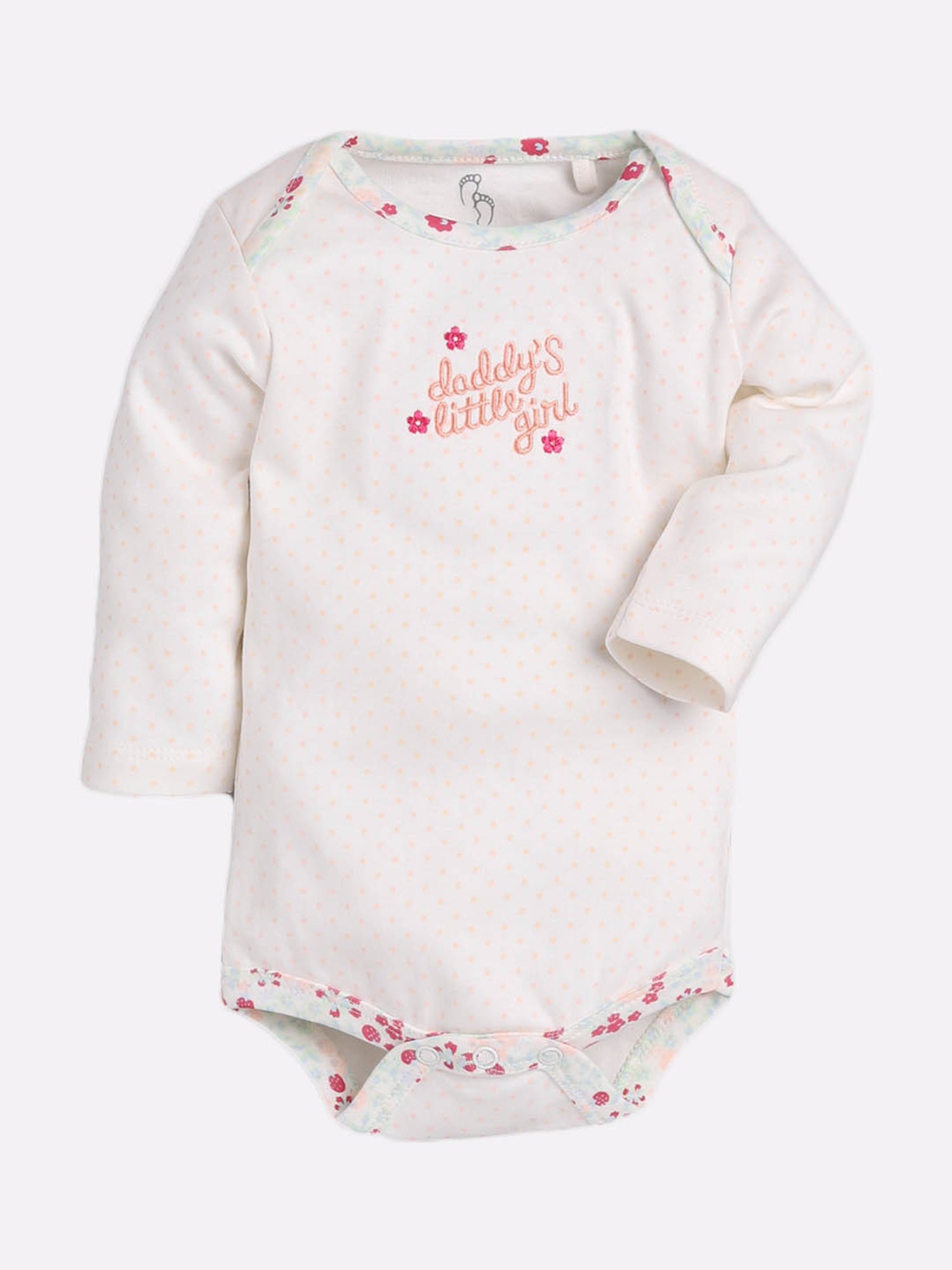 Baby Go Kids Peach & White Printed Onesie (Pack Of 2)