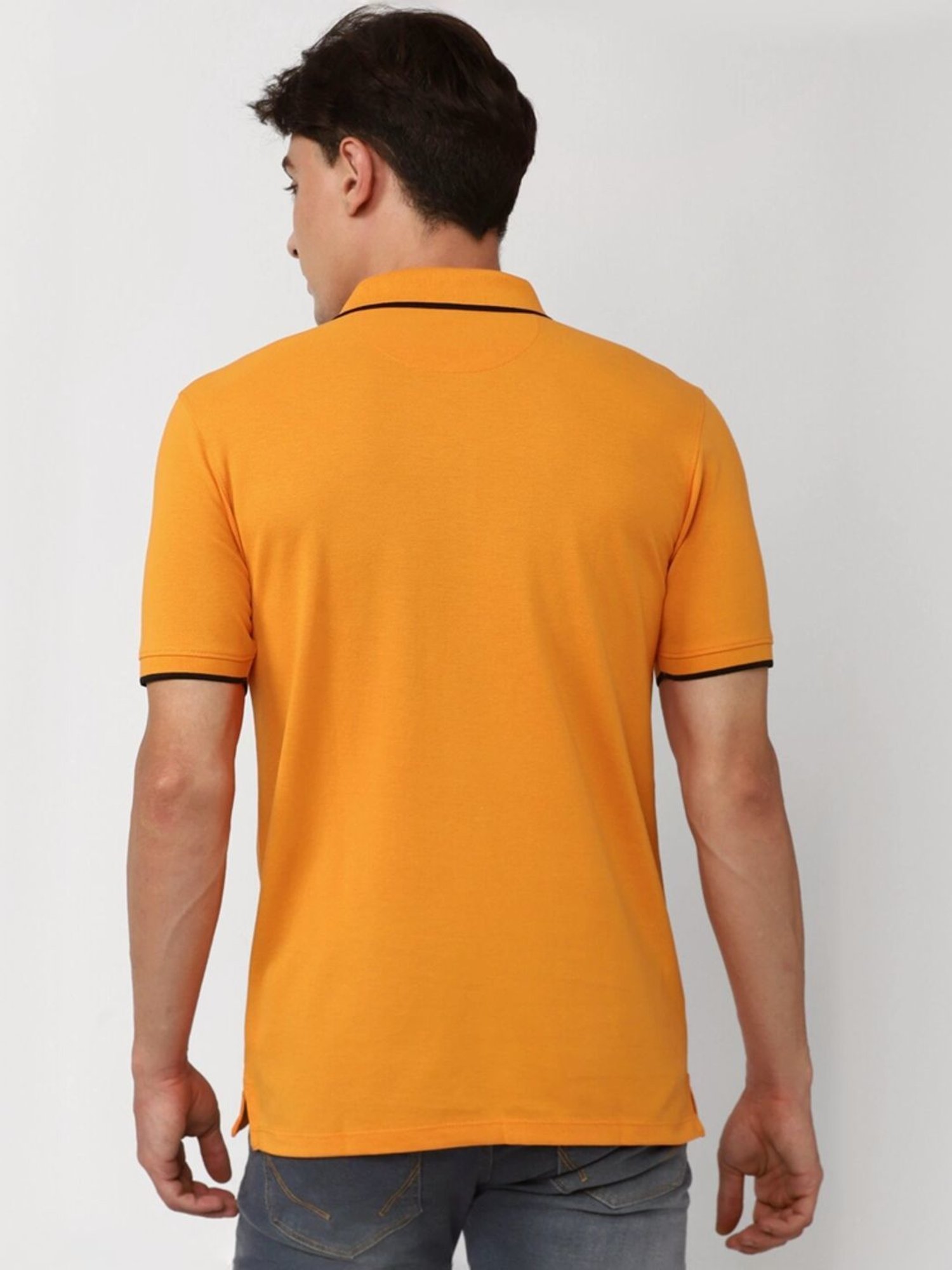 Peter England Orange Slim Fit Polo T-Shirt