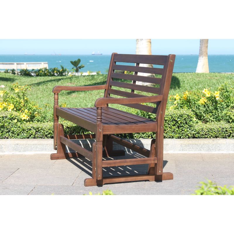 Wood Outdoor Bench in Natural Brown-Pemberly Row