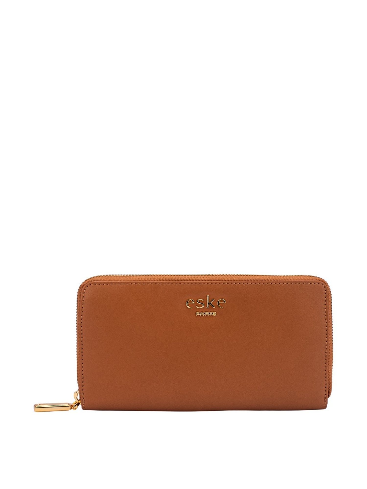 Eske Charlette Tan Solid Zip Around Wallet for Women