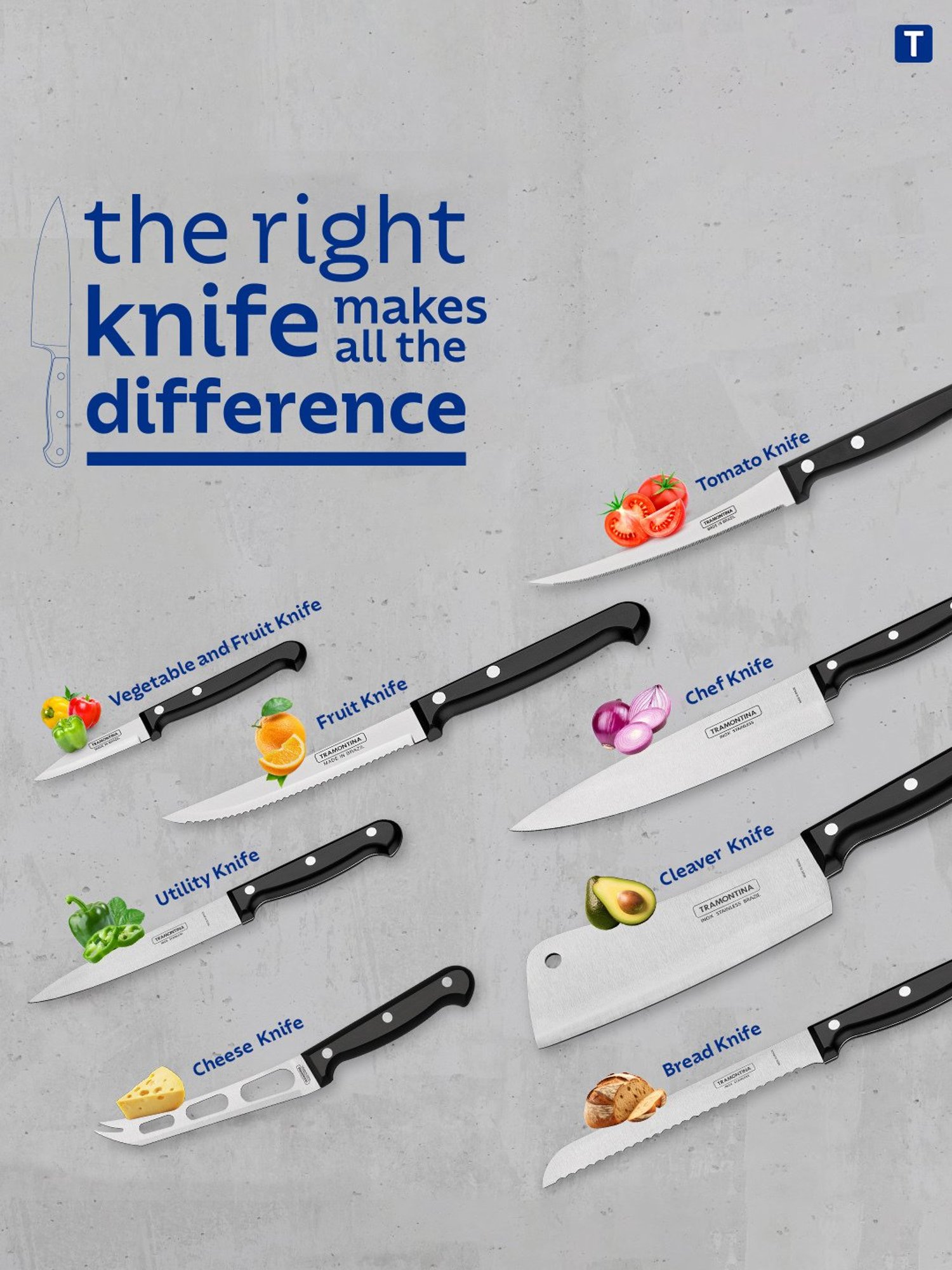 Tramontina Ultracorte Stainless Steel Vegetable & Fruit Knife Plain Edge 2.7" Kitchen Knife