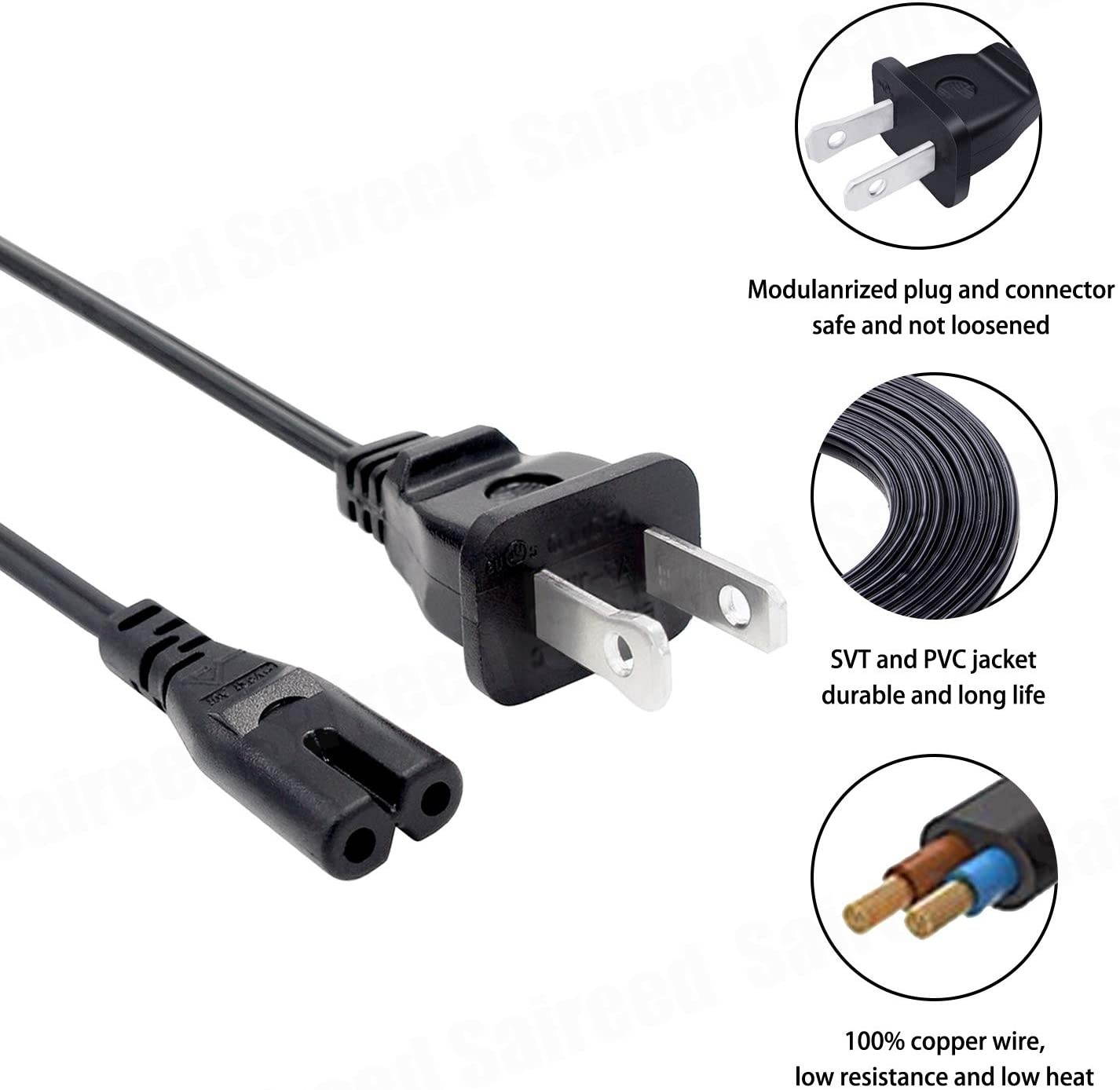 UL Figure 8 2 Prong Power Cord for Epson Expression Premium XP-7100 XP-4100,Photo XP-8600 XP-15000 XP-970,Expression xp-640 XP-446 XP-310 XP-410 Printer AC Power Cord IEC C7 Cable Replacement