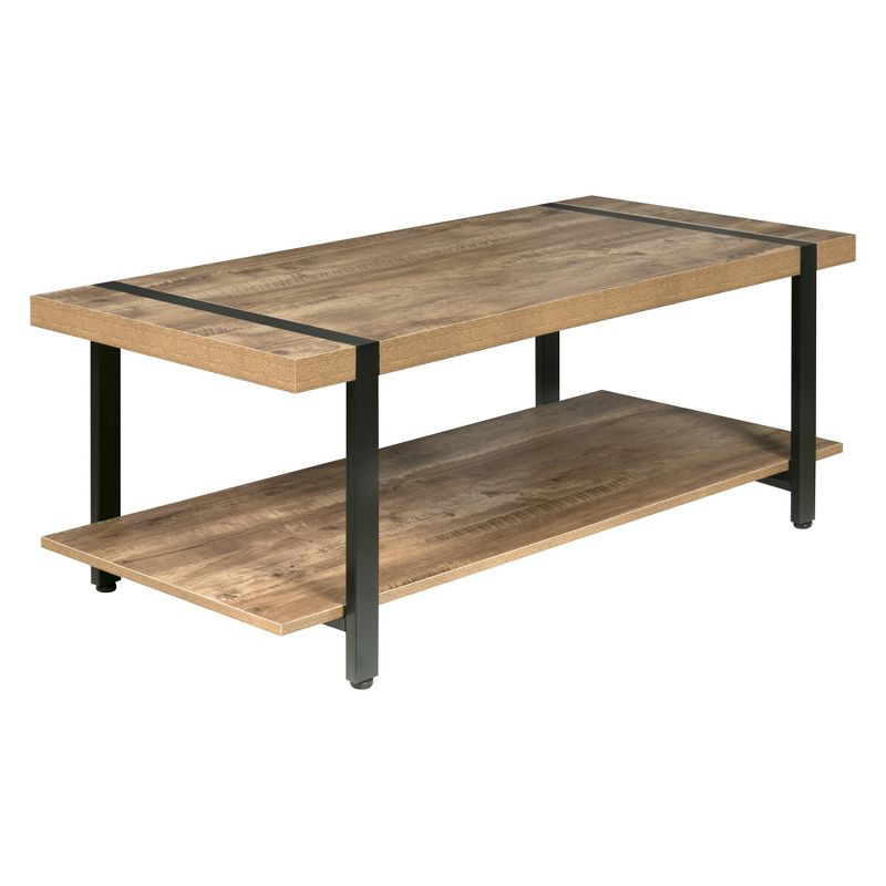 Bourbon Foundry Coffee Table Wood and Inset Black Steel Oak - OneSpace