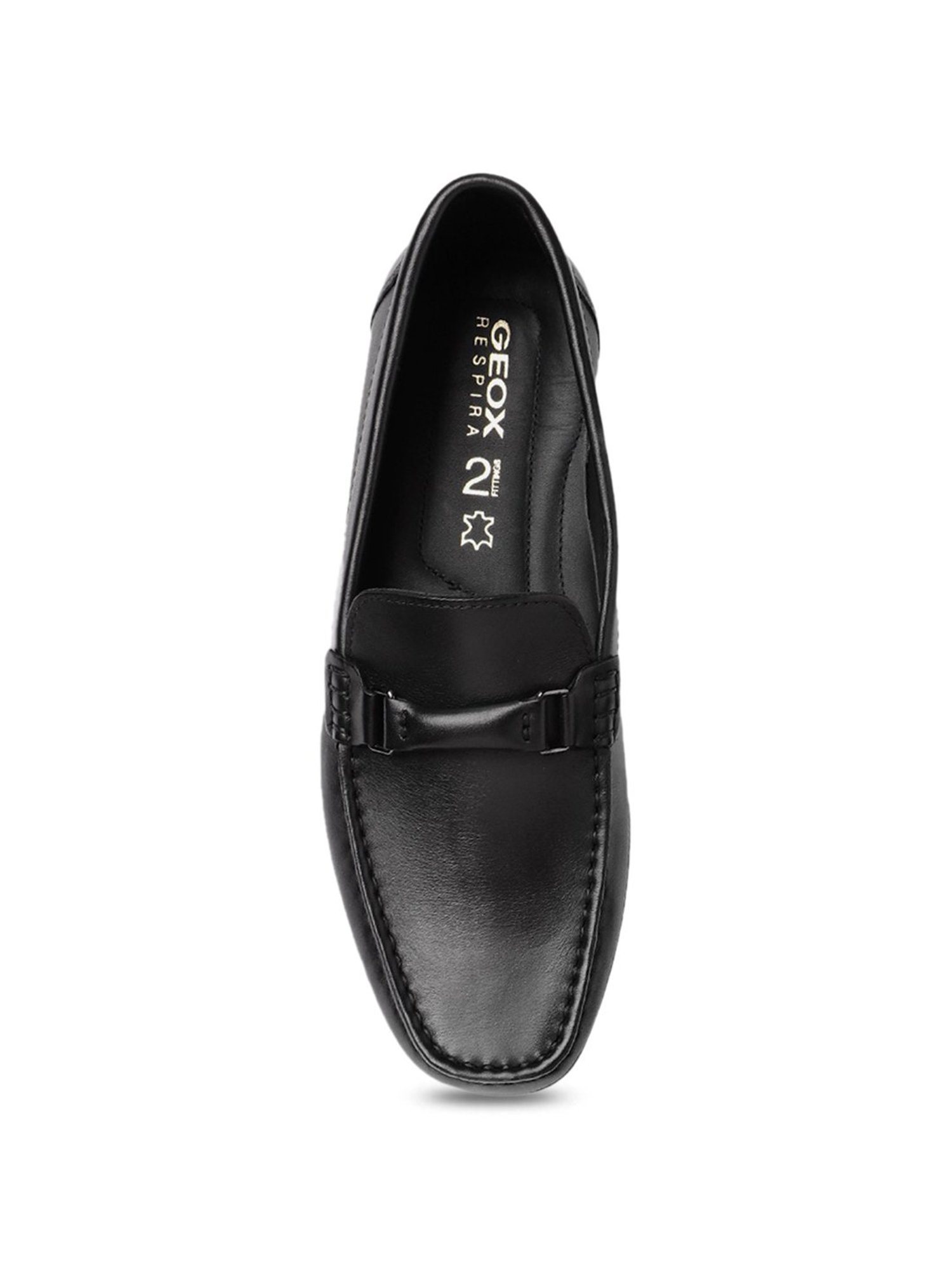 Geox Men's U Moner W 2FIT Black Leather Casual Loafers