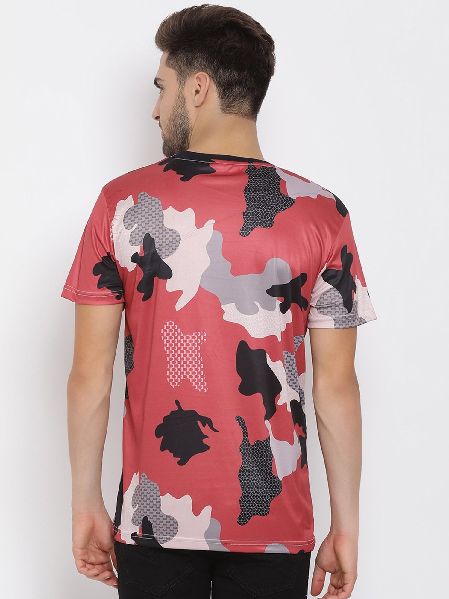 Hangup Plus Red Regular Fit Printed Crew T-Shirt