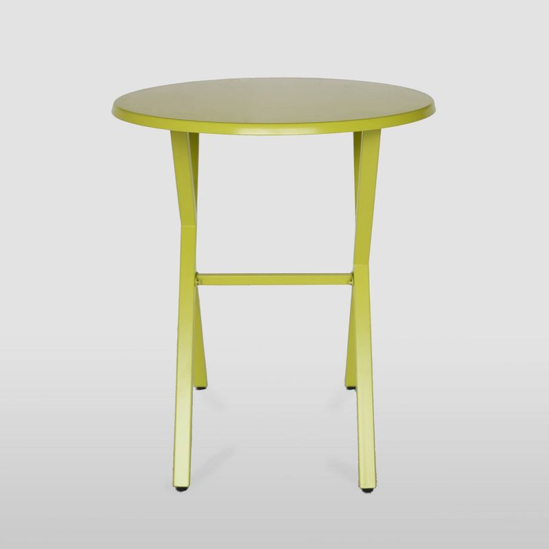 Taro Iron Round Patio Bistro Table Matte Lime Green - Christopher Knight Home